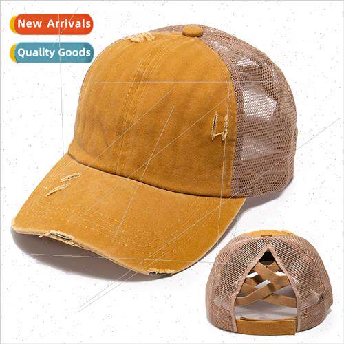 Spring summer Korea  pony tail retro duck tongue cap washed