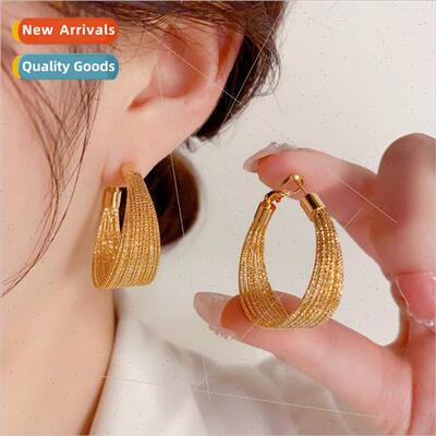 s925 silver needle metal geometric large earrings fashion si