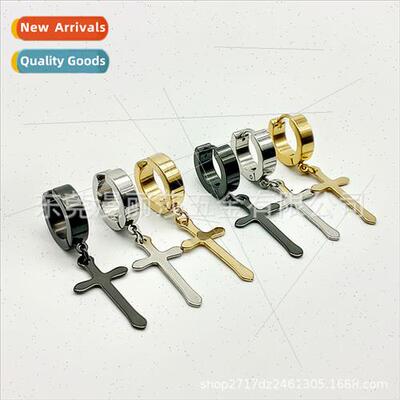 Korea creative cross without ear holes ear clip tassel earri