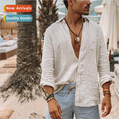 Europe code 2021 men summer new nd long-sleeved thin buttons