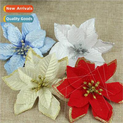 2020 Christmas Gold Dust Trimmed mulation Flower Christmas W