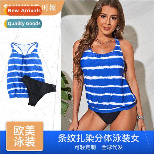 Europe New Striped Spl Swimsu Women Tie-Dye Triangle Bikini