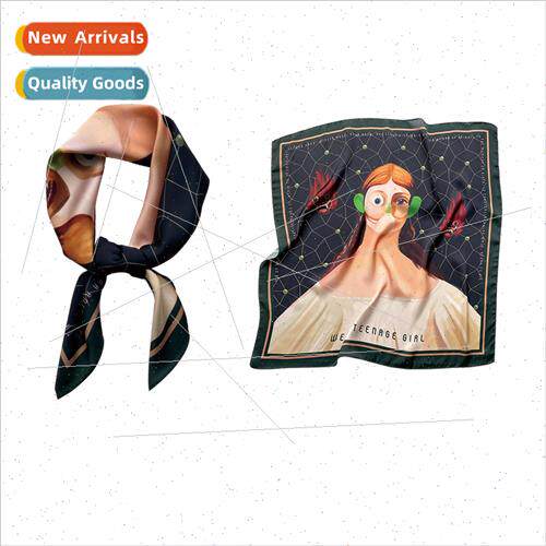 lk scarf female cartoon portra simulation silk square scarf