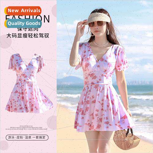 Large size one-piece swimsu female new summer one-piece dres