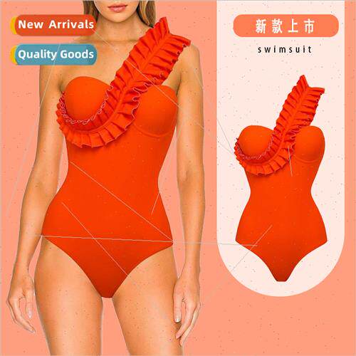 Swimsu Womens New Europe Wind Womens Slant Shoulder Irregula