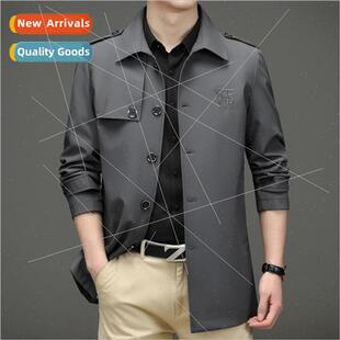 big brnch coat men 2023 spring fall in long middle-aged sing