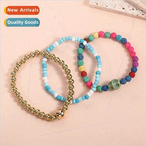New Colourful Beaded Bracelet mple Stch Rope 3pcs String Sku