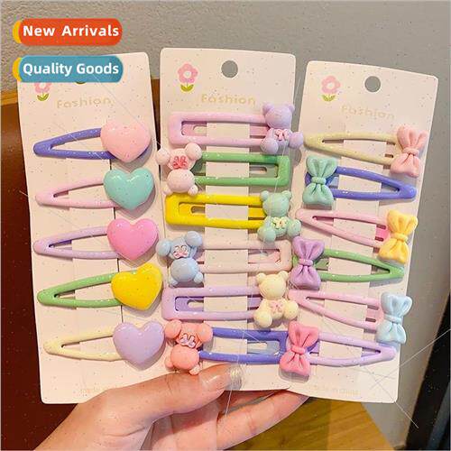Children colorful sweet flowers love heart hair clips girls