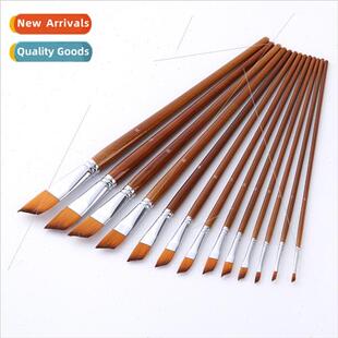 13pcs Slant Edge Dual Color Nylon Hair Brush Set Gouache/Wat