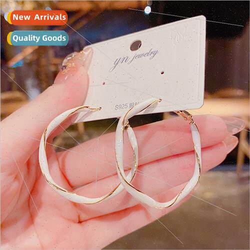 s925 silver pin plating oil drop spiral circle earrings cool