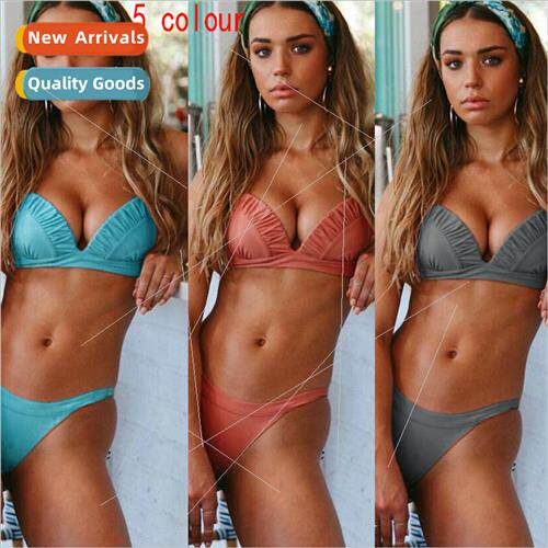 5 Color Bikini Shell Wrap Gathered Separate Swimsu I 2018A21