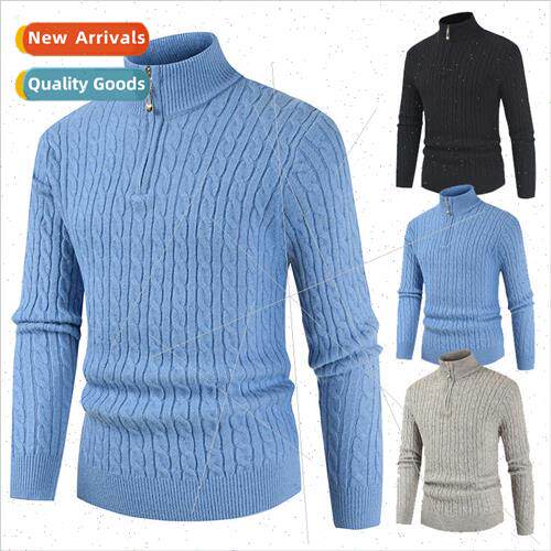 2021 fall winter new men Slim twisted men kn sweater zipper