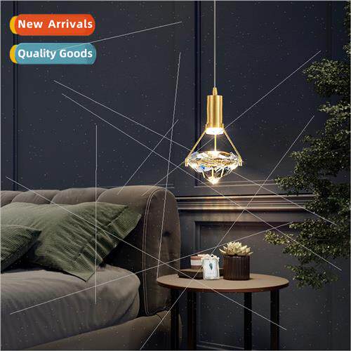 Modern simple copper crystal chandelier light atmosphere bed