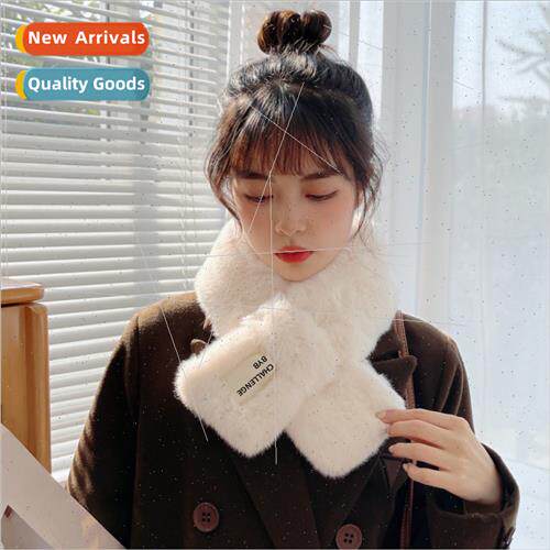 Scarf winter thickened warm plush scarf men women solid colo