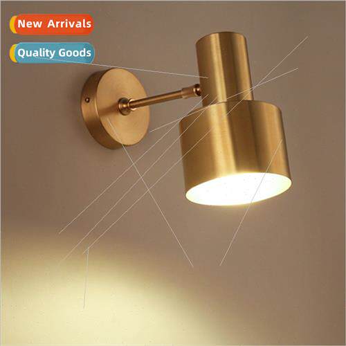 Scandinavian modern minimalist brass gold wall lamp bedroom