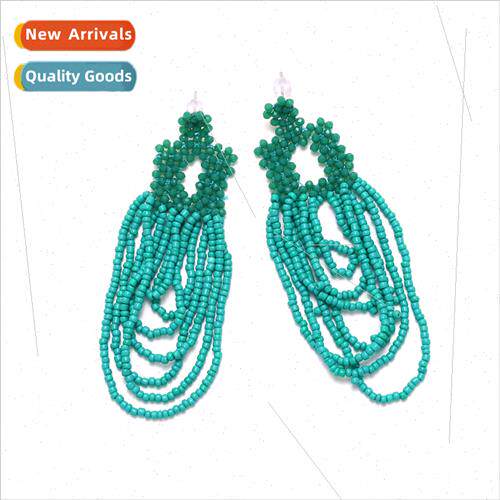 ZA fashion light luxury hand-woven geometric rice beads tass