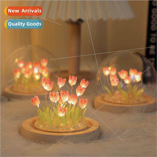 Tulip glass night light handmade diy material k ins ambient