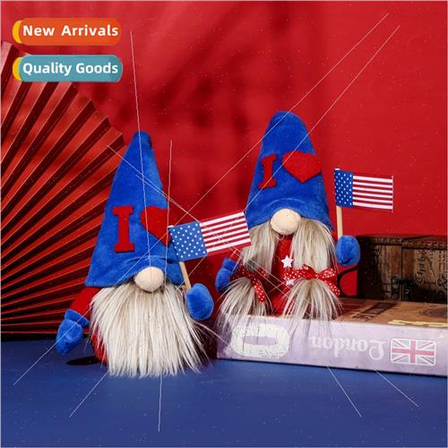 New U.S. Independence Day faceless flag-raising seated gnome - 实物图