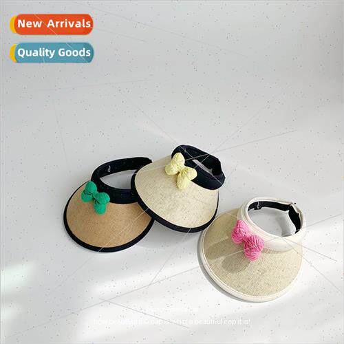 Children empty top straw hat girls summer vinyl topless sun