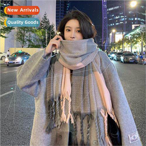 Autumn winter new hemp lattice scarf thickened warm neck nec