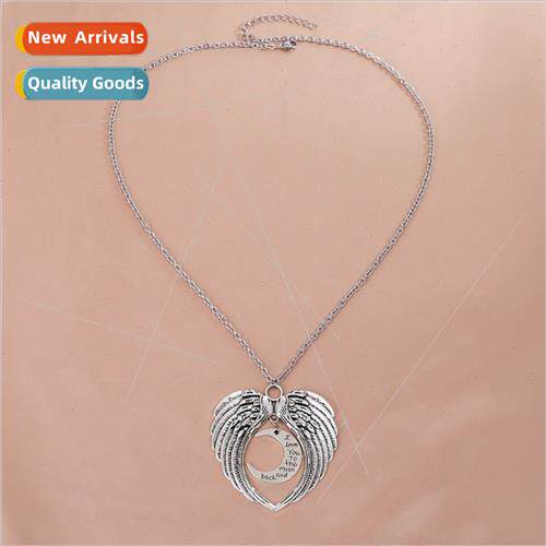 Europe New guardian angel wings LOVE moon pendant necklace w