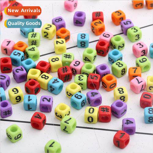 Acrylic loose beads letters numbers beads square beads diy c