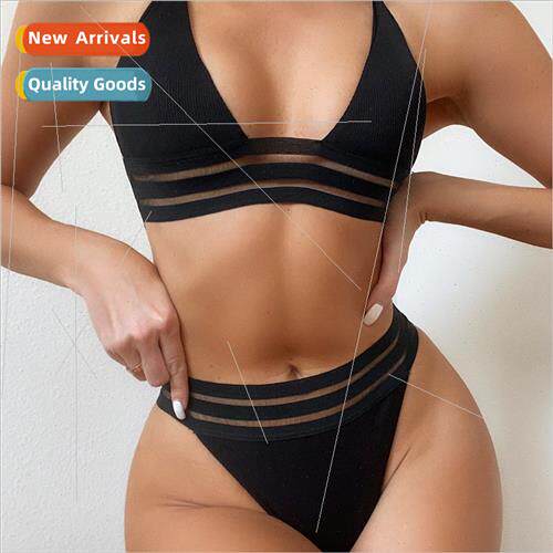 2021 Swimwear Solid Color Small P Stripe Bikini Stripe Banda