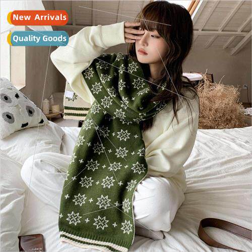 New Year Christmas red scarf female winter snowflake knted w