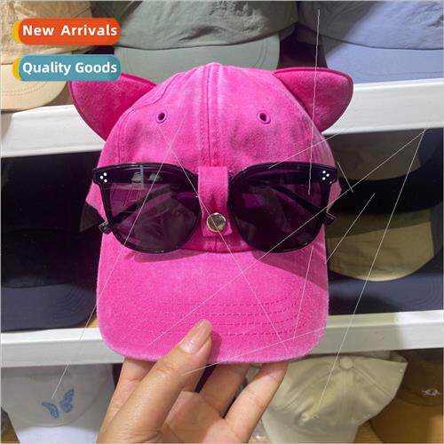 Cute wh cat ears aviator glasses baseball cap children sprin