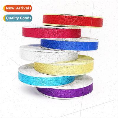 Christmas Bow Ribbon 3.8/5cm Stamping Pattern Gold Wire Edge