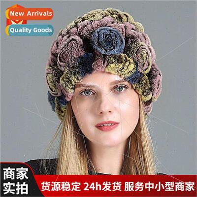 Mom hat gas otter rabb hair middle-aged elderly winter rabb