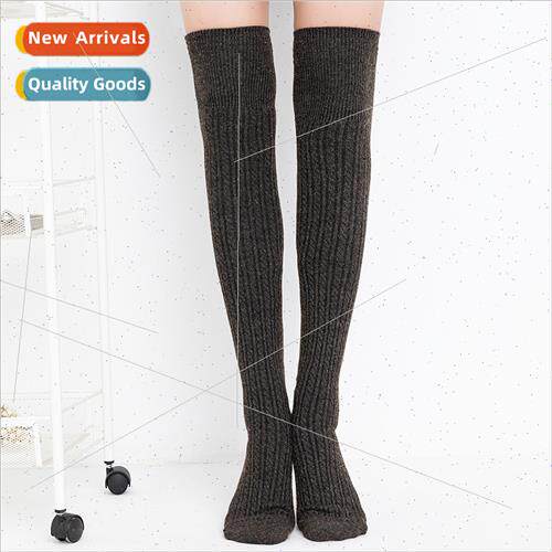 Europe autumn and winter new thread knted solid color stocki