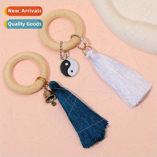 New Wooden Beads Bell Napkin Ring  Creative Taiji Tassel Nap
