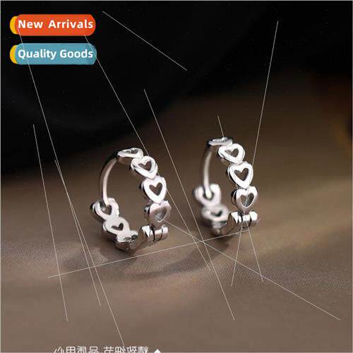 Love ear buckle 925 silver earrings female heart-shaped cold