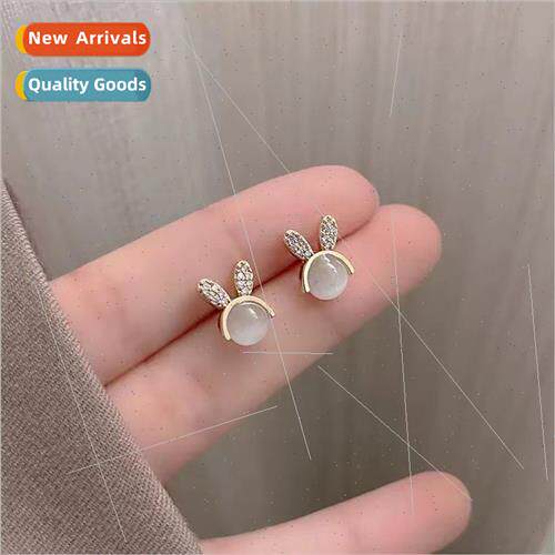 Koreaearrings ins niche cat eye stone rabb earrings wh earri
