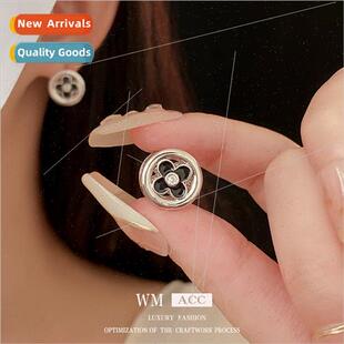 black whe earrings drop flower oil collision Zircon color