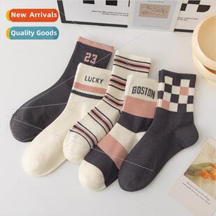 fall new calf spring ins mid and womens Striped socks