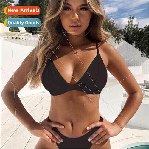 Europe plus size bikini sexy solid color separates swimsu tr