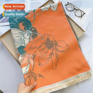 Autumn winter floral imation cashmere scarf thickened gas sh