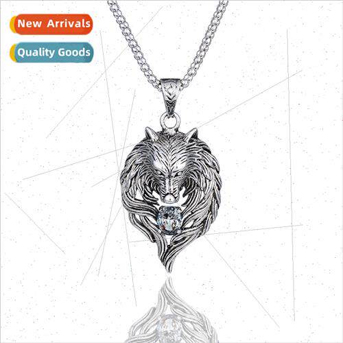 Korean  fashion necklace men pendant creative wolf head coll
