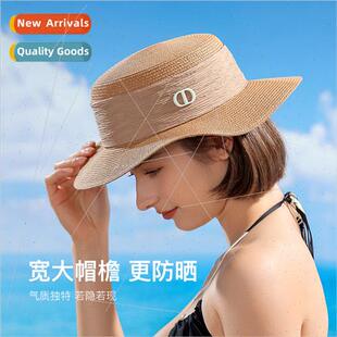 hat top new flat French ladies sun grass raffia summer 2023