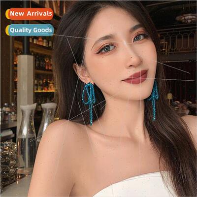 Tea brown very shiny translucent crystal braided earrings fu