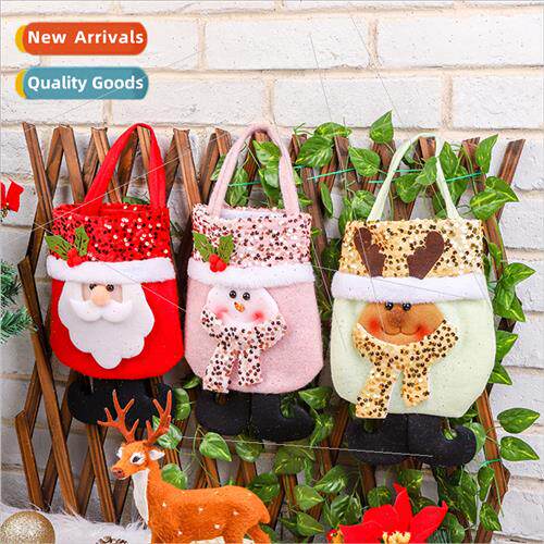 Sequin  Bags Santa Claus Snowman Tote s Candy Bags Christmas