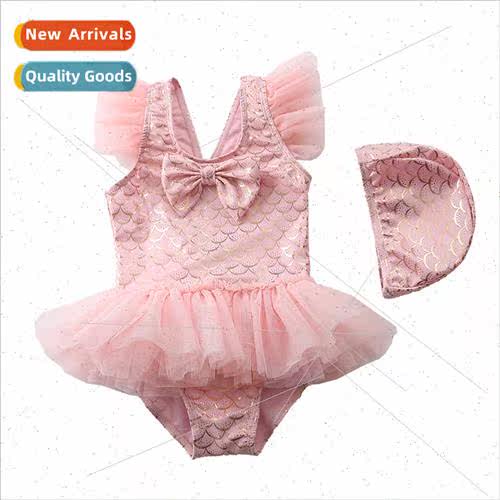 Children swimsus girls onePCS new swimsu hot gold gauze gauz