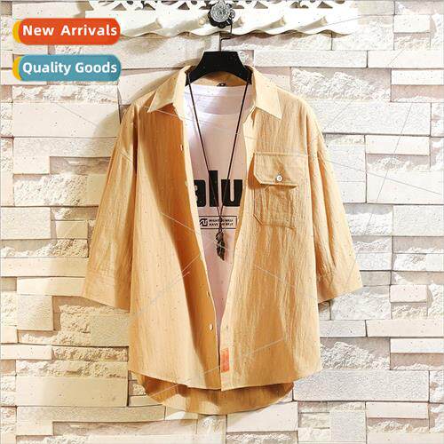 2022 summer new men casual long-sleeved shirt HK teenage men