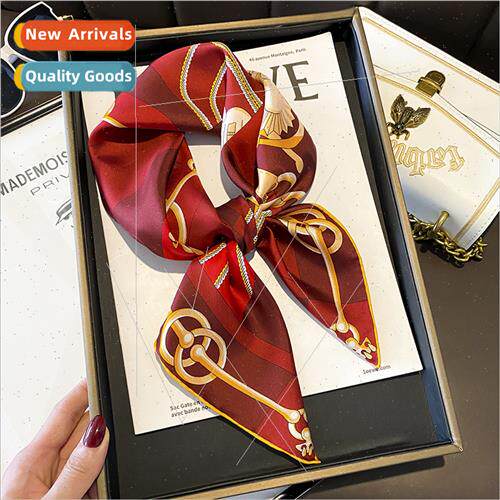 French metal chain red splicing spring fall thin 70 silk sil