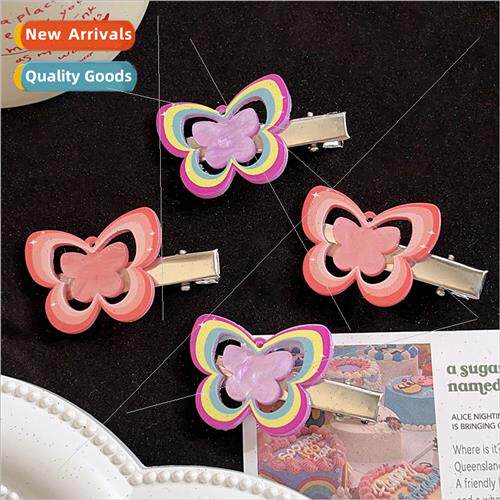 Dopamine butterfly hair clips cute girl duckbill clip niche