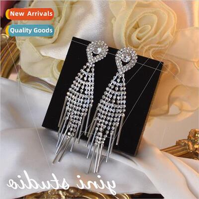 Europe big brlong full diamond rhombus earrings noble fashio