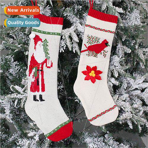 Christmas Socks Knted  Bags Long Christmas Candy Bags Hangin