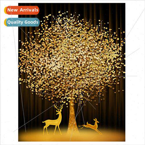 Diamond painting new gold e elk stick diamond cross stch liv